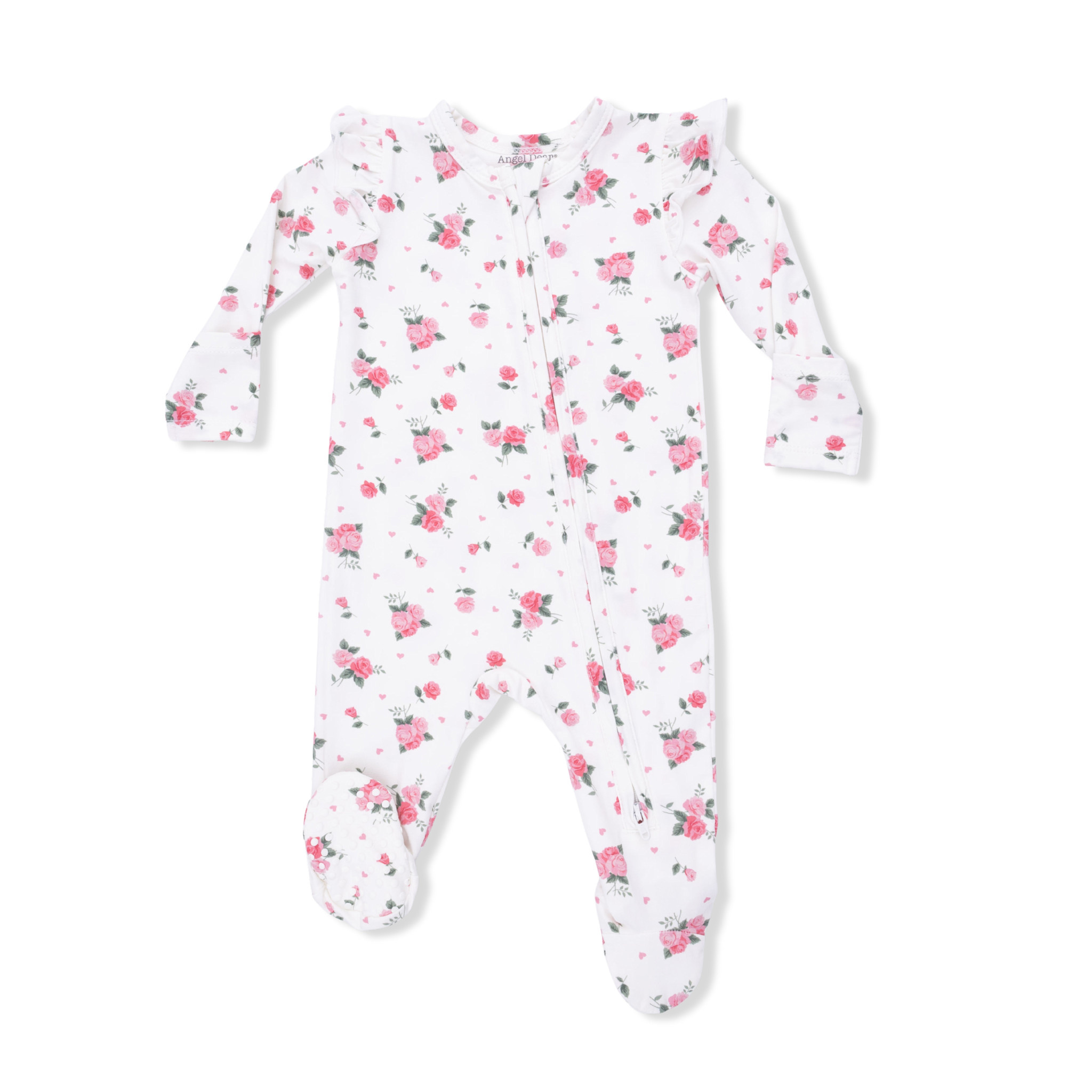 Angel Dear Angel Dear Pink Rosettes 2 Way Zipper Footie
