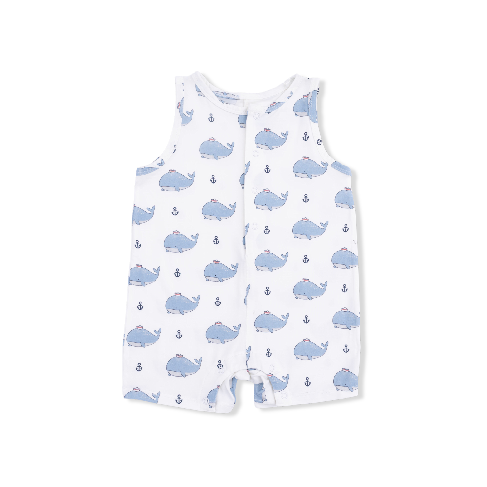 Angel Dear Angel Dear Bubbly Sailor Whales Sleeveless Shortie Romper