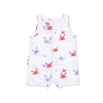 Angel Dear Angel Dear Crayon Crabs  Sleeveless Shortie Romper