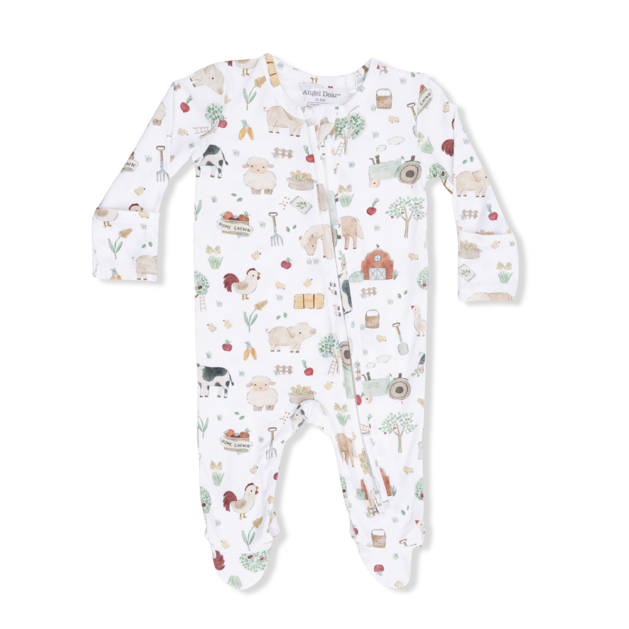 Angel Dear Angel Dear Cute Farm Animals Uni 2 Way Zipper Footie