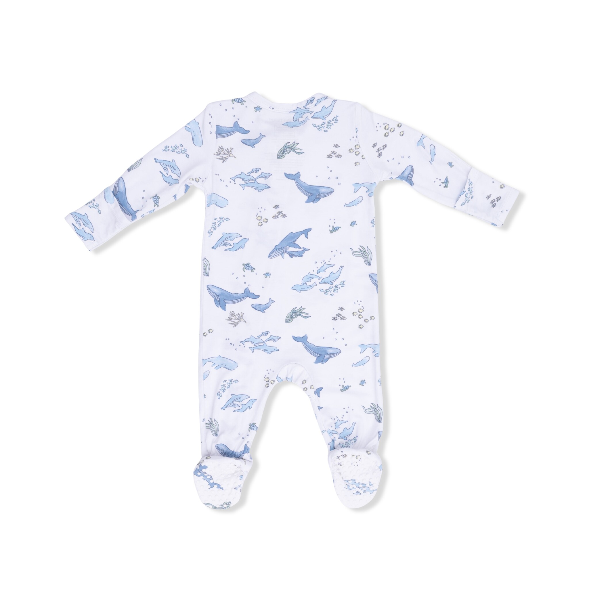 Angel Dear Angel Dear Watercolor Blue Whales 2 Way Zipper Footie