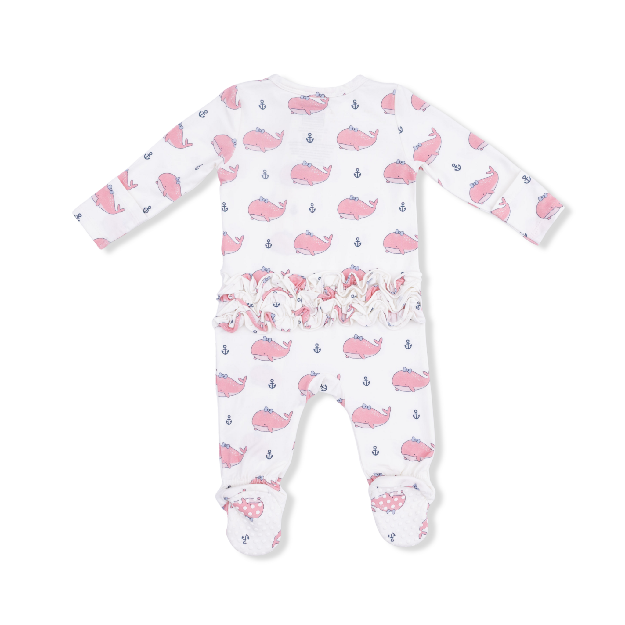 Angel Dear Angel Dear Bubble Whale with Bow 2 Way Zipper Footie