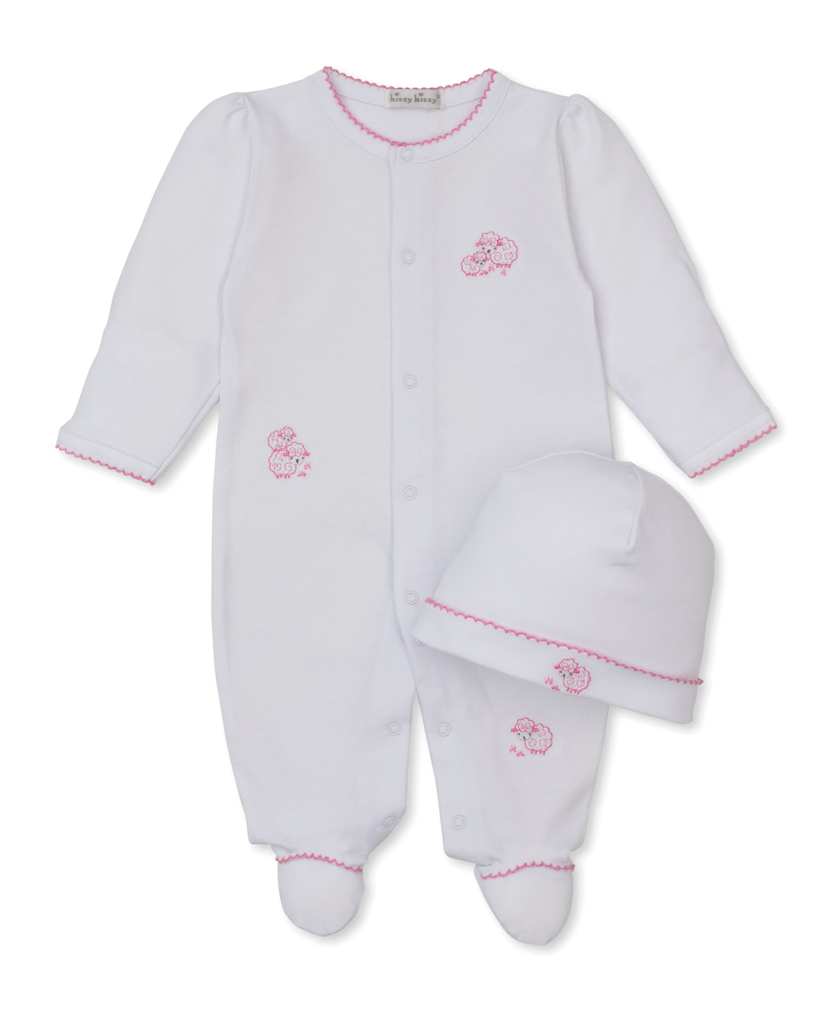 kissy kissy Kissy Kissy Sweet Sheep Snap Footie w/Hat Set