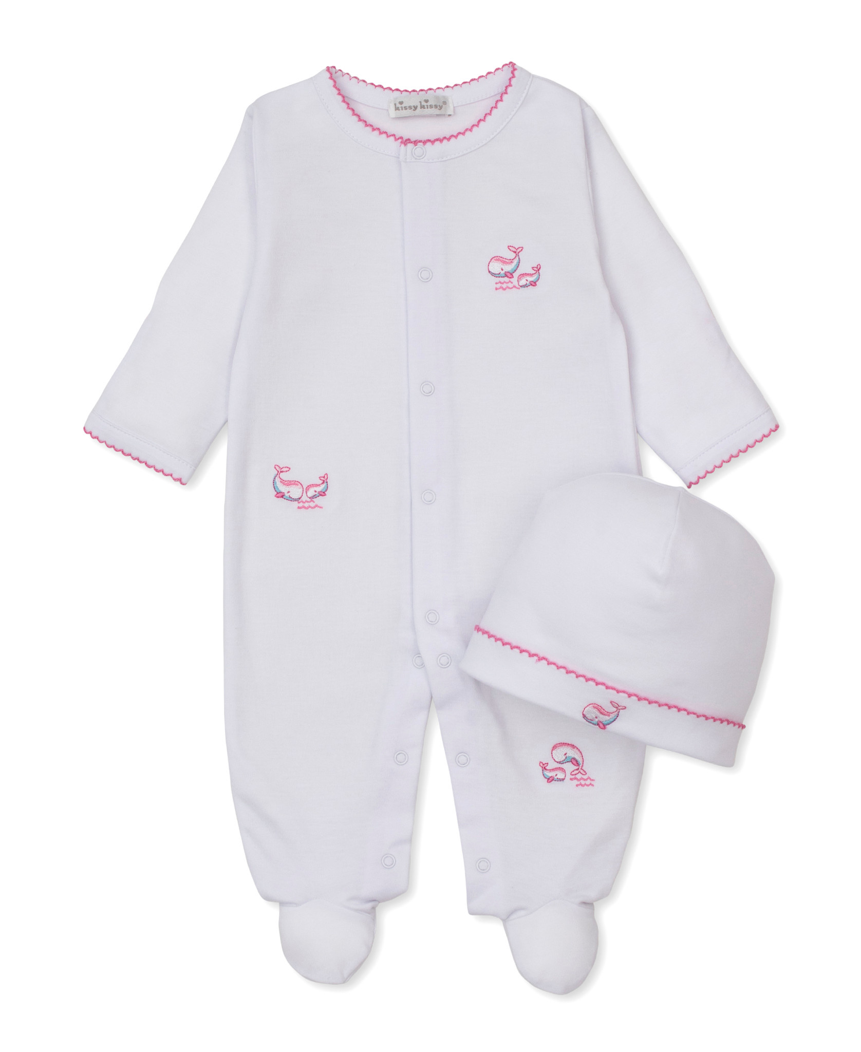 kissy kissy Kissy Kissy Whale Pods Snap Footie w/Hat Set