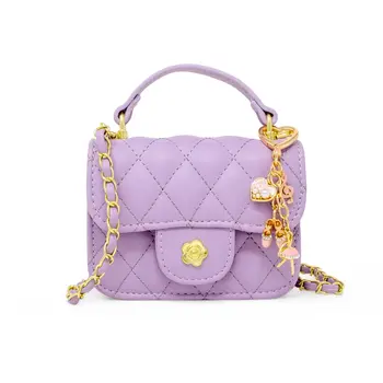 Tiny Quilted Ballet Charm Handbag- Purple