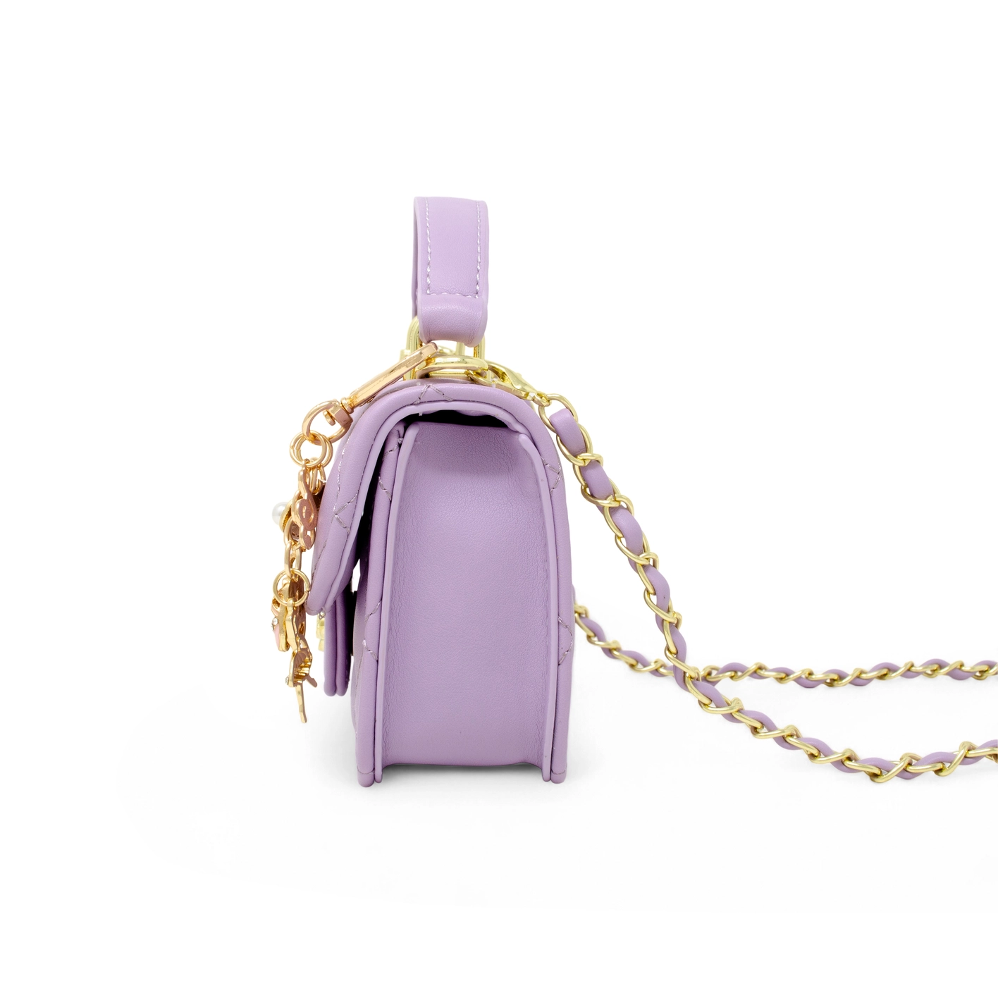 Tiny Quilted Ballet Charm Handbag- Purple