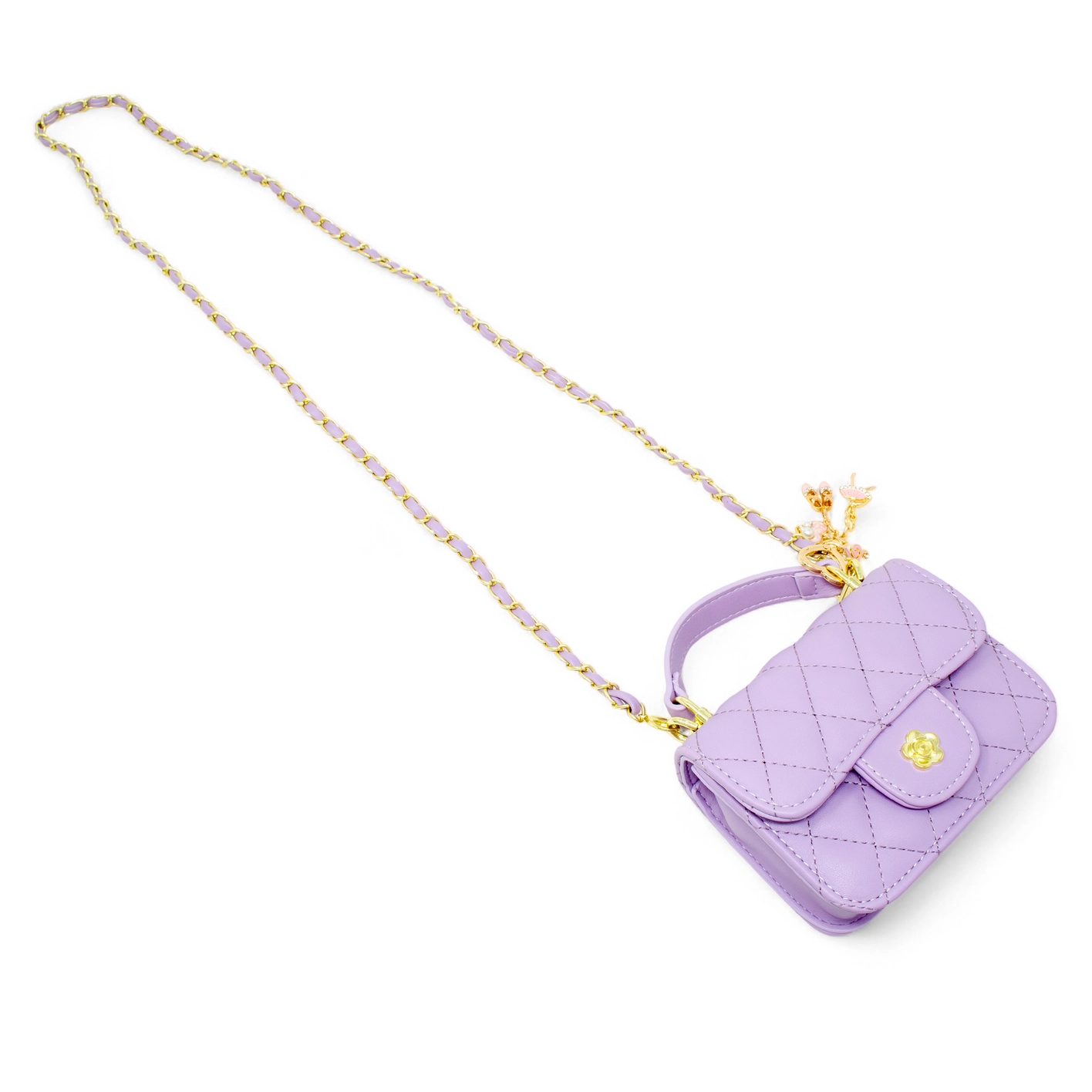 Tiny Quilted Ballet Charm Handbag- Purple
