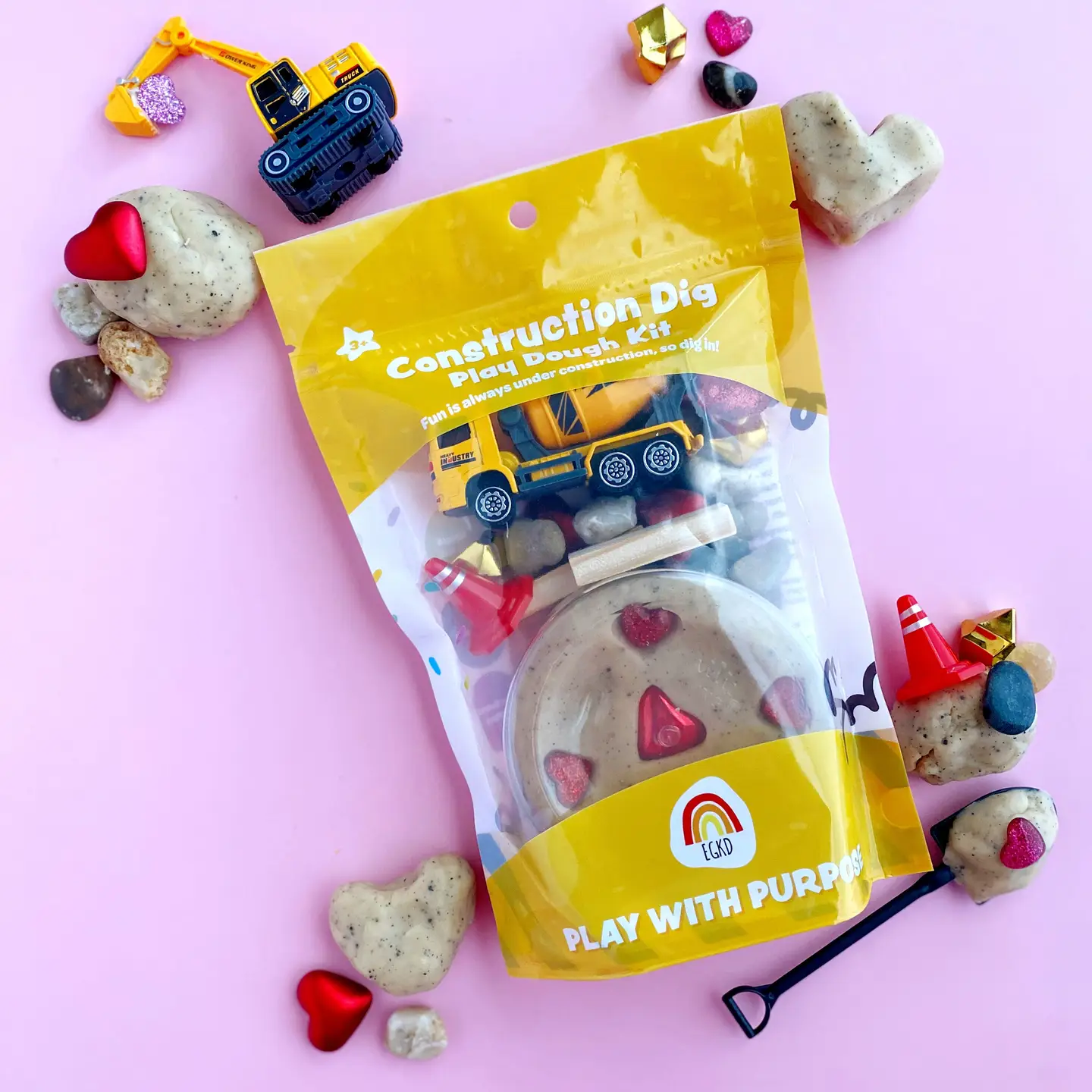 Earth Grown KidDoughs Valentine's "I Dig You' Construction Kiddough Play Kit