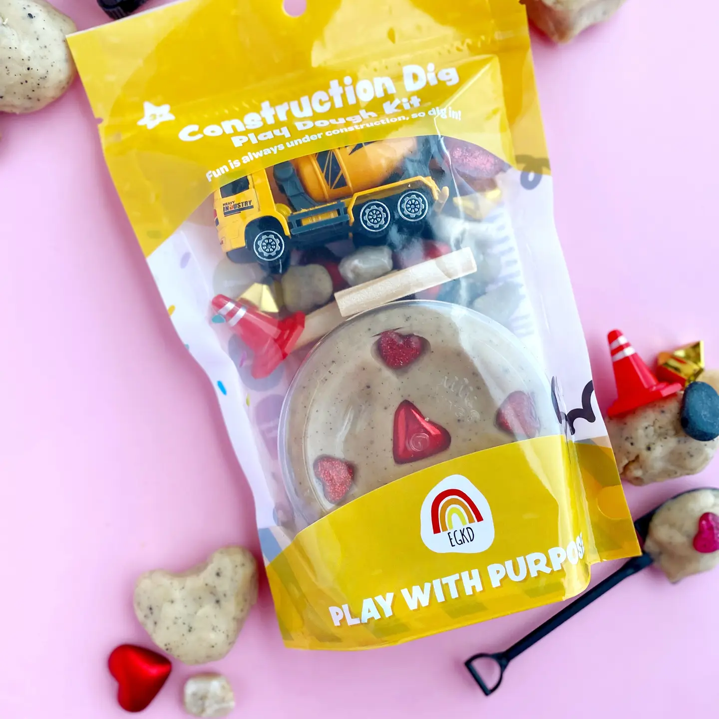 Earth Grown KidDoughs Valentine's "I Dig You' Construction Kiddough Play Kit