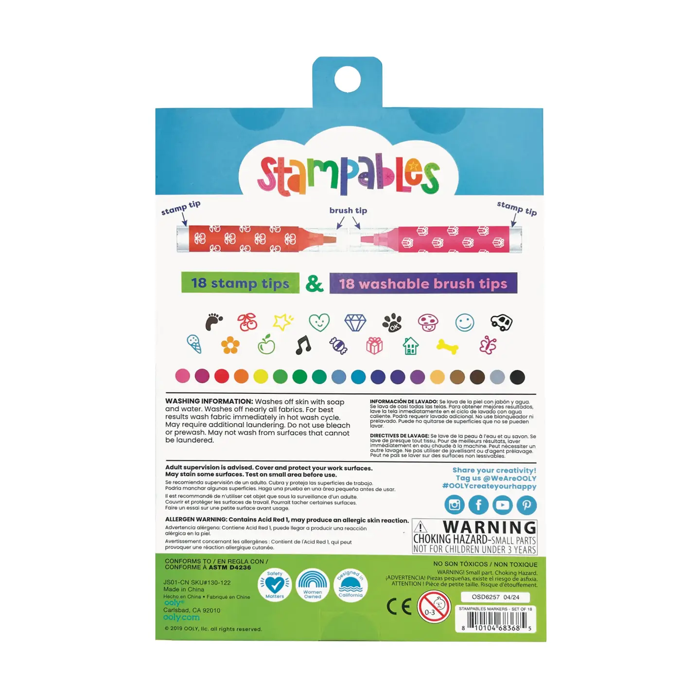 ooly Ooly Stampables Double Ended Stamp Markers - Set of 18
