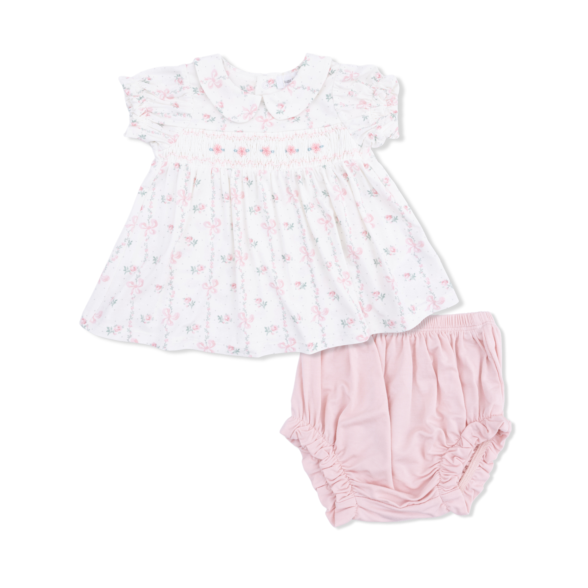 Angel Dear Angel Dear Dainty Buds & Bows Smocked Dress Set