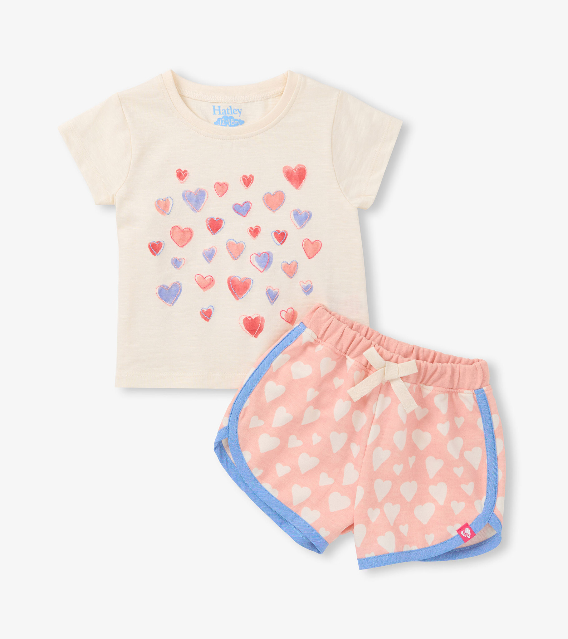 Hatley Hatley Puffy Hearts Tee and Short Set