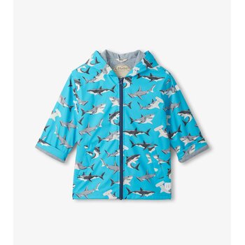 Hatley Hatley Shark Party Color Change Zip Rain Jacket