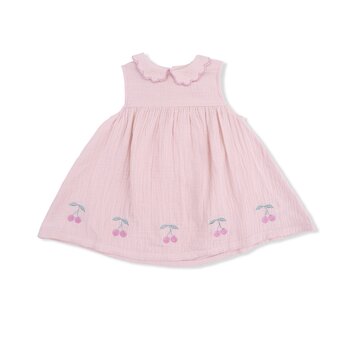 Angel Dear Angel Dear Solid Muslin Lotus Petal Collar Dress Set