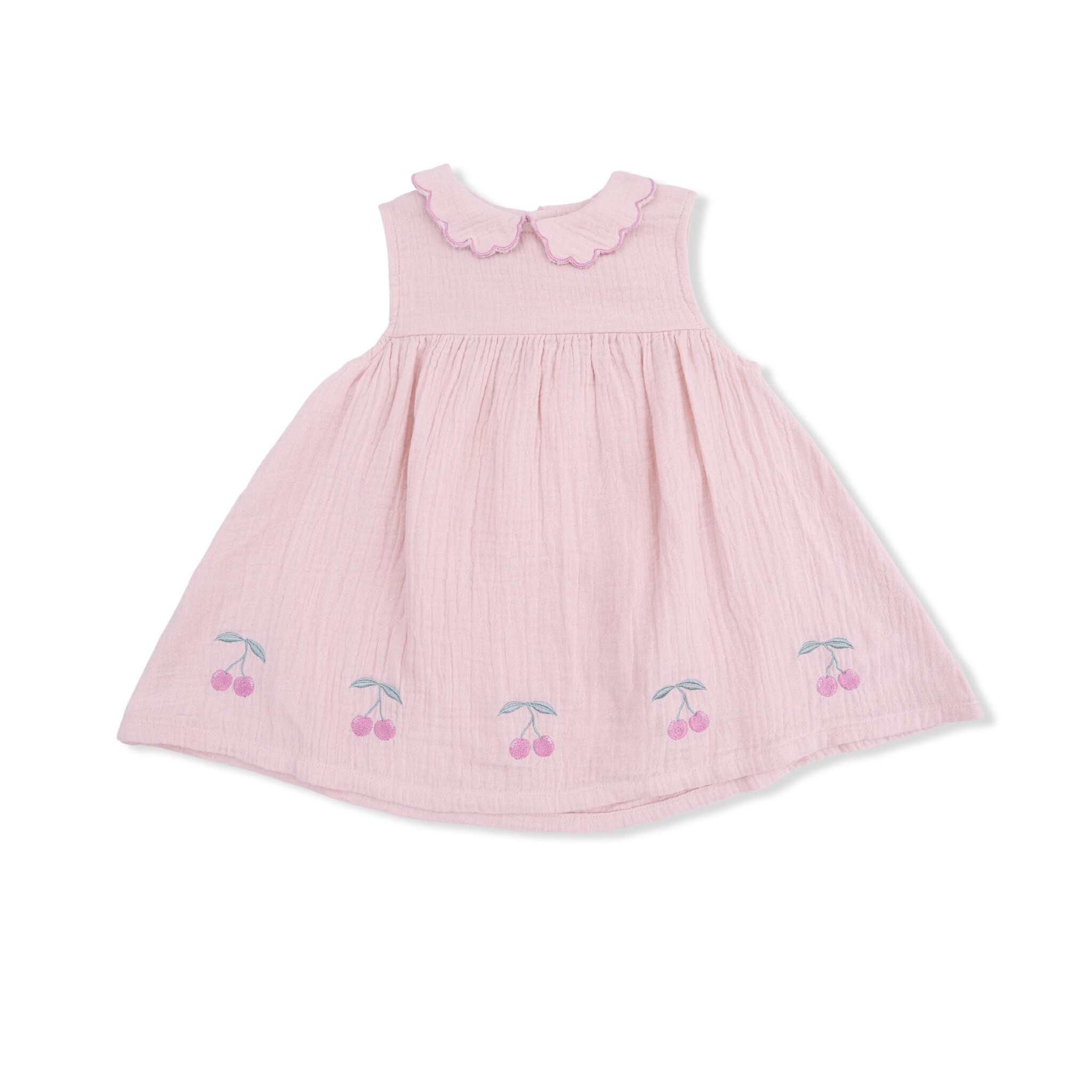 Angel Dear Angel Dear Solid Muslin Lotus Petal Collar Dress Set