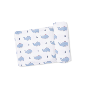 Angel Dear Angel Dear Bubbly Sailor Whales Swaddle Blanket - Blue