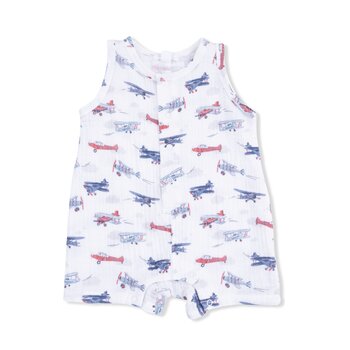 Angel Dear Angel Dear Vintage Planes Sleeveless Shortie Romper