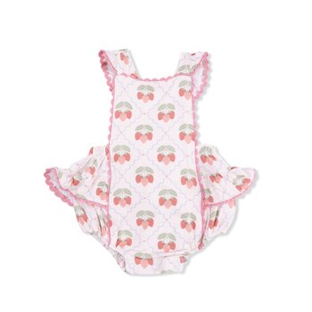 Angel Dear Angel Dear Sweet Strawberries Ric Rac Ruffle Sunsuit