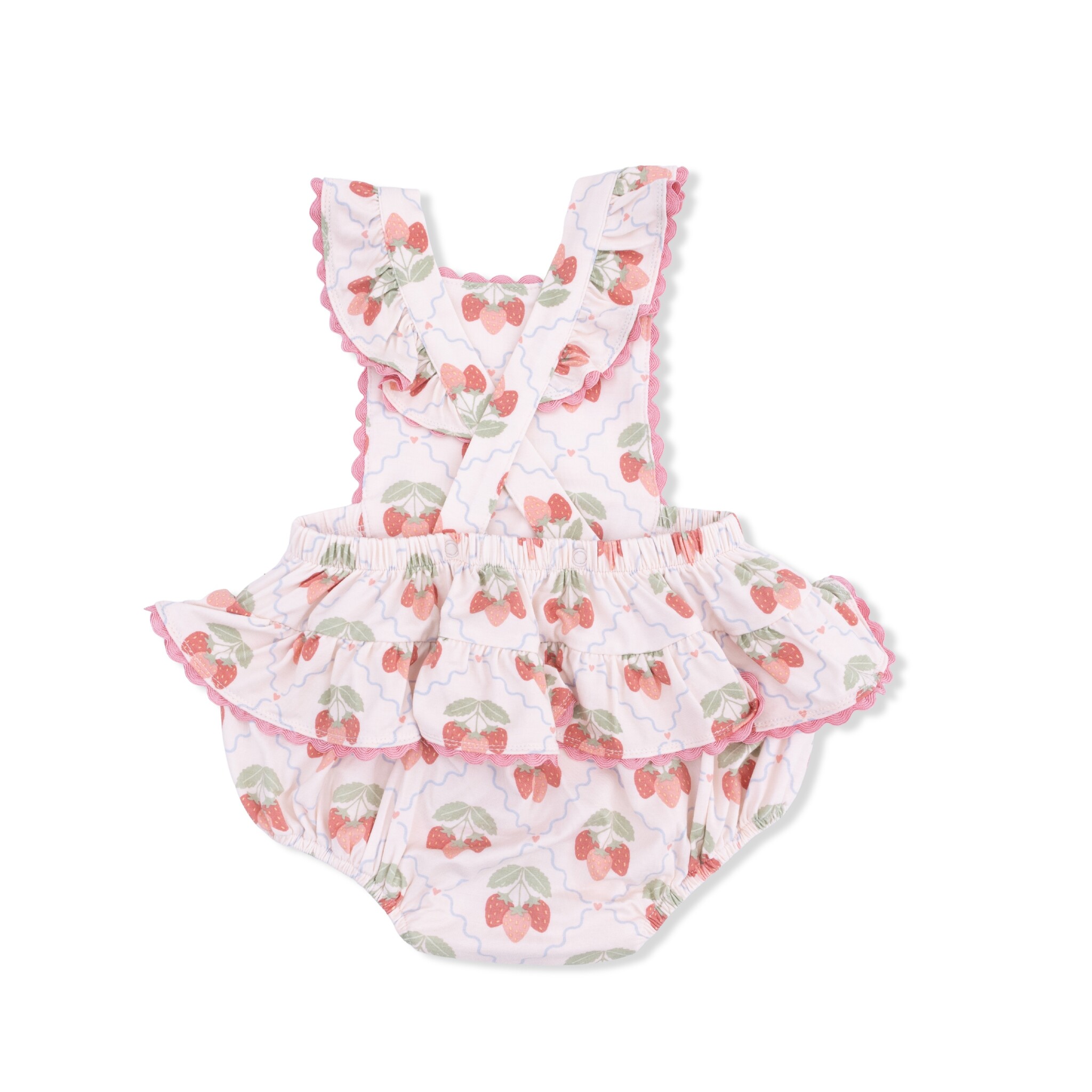 Angel Dear Angel Dear Sweet Strawberries Ric Rac Ruffle Sunsuit