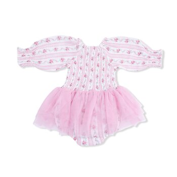 Angel Dear Angel Dear Winding Roses Stripe Smocked Bubble w/Tutu