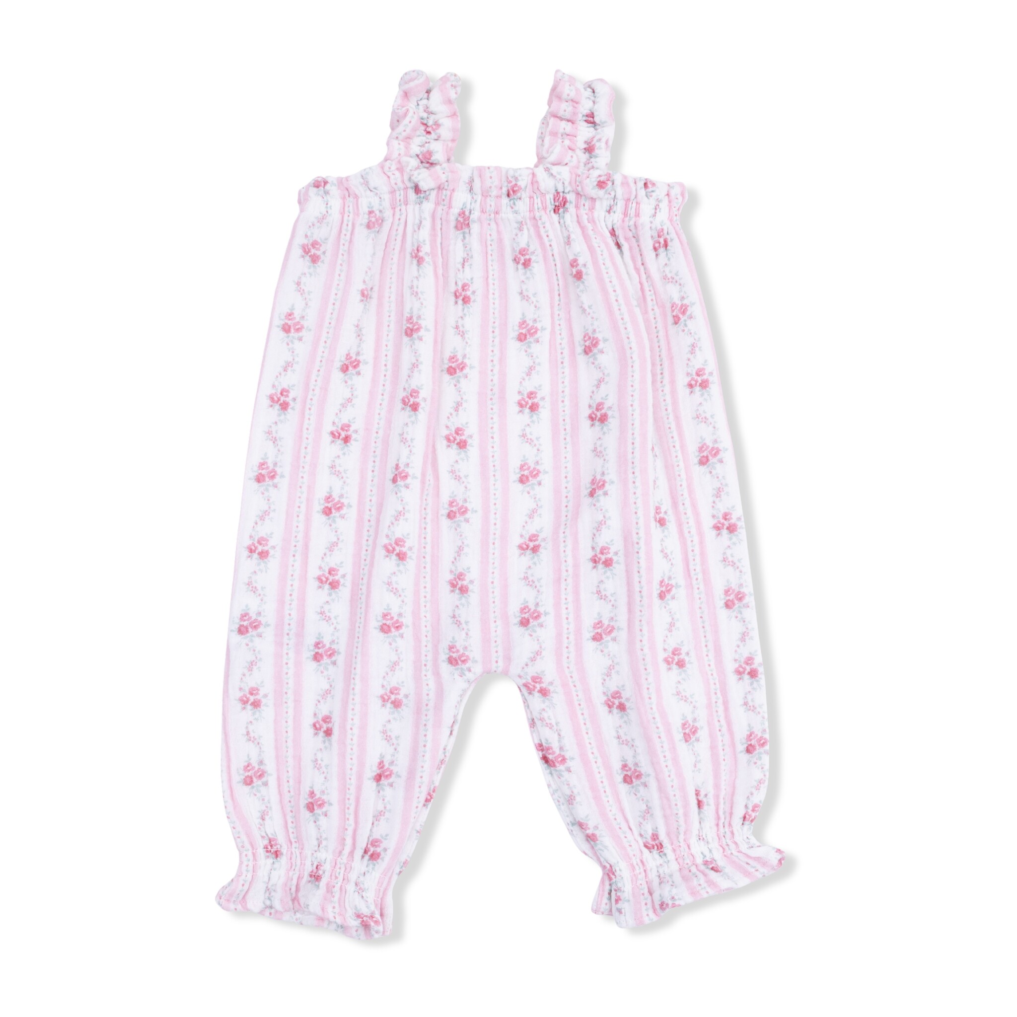 Angel Dear Angel Dear Winding Roses Stripe Ruffly Strap Overall