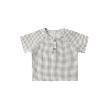 Quincy Mae Quincy Mae Sage Gingham Short Sleeve Zion Shirt