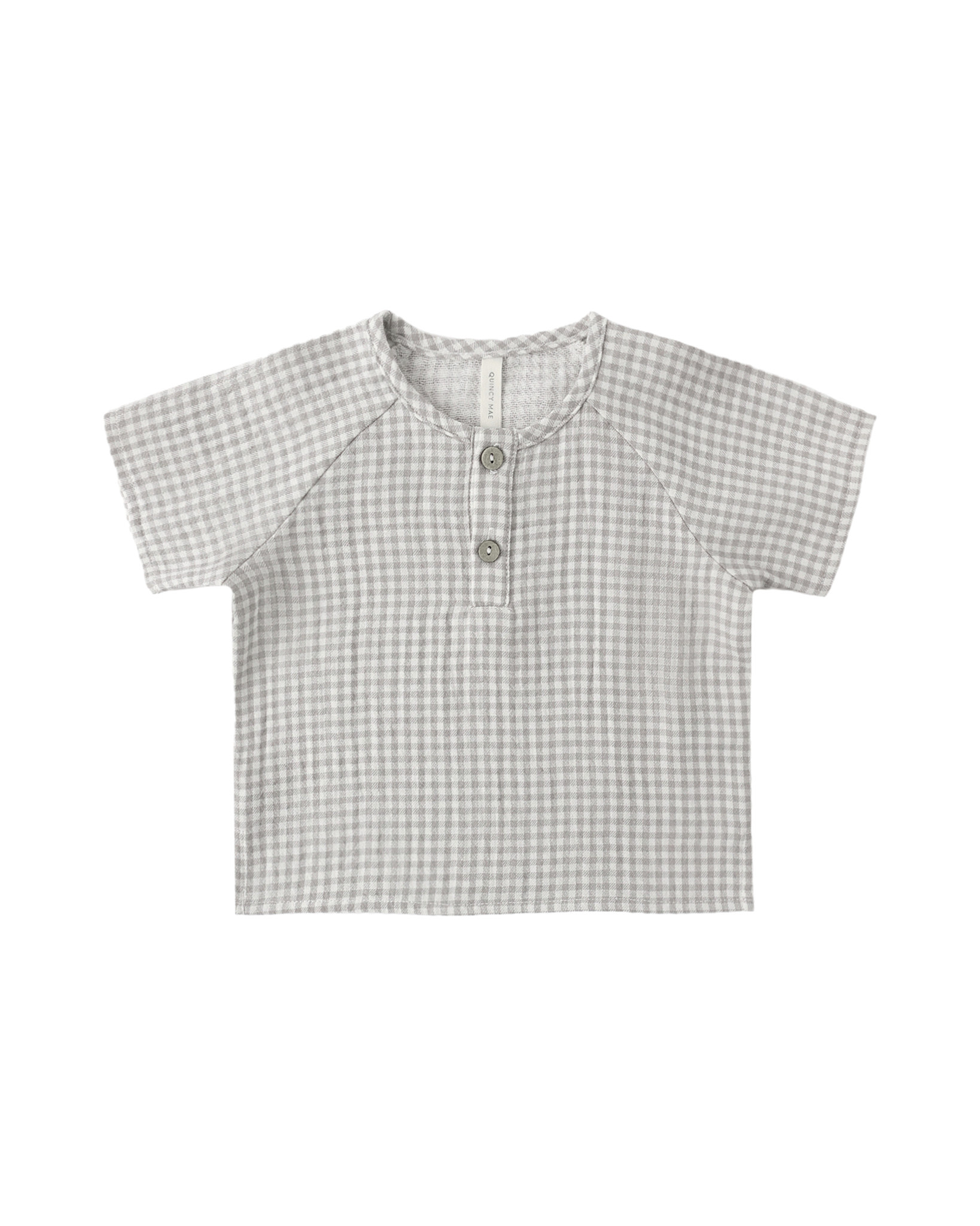 Quincy Mae Quincy Mae Sage Gingham Short Sleeve Zion Shirt