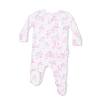 Angel Dear Angel Dear Puppy Toile Pink 2 Way Zipper Footie