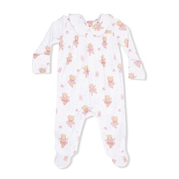 Angel Dear Angel Dear Teddy Bear Ballerina Smocked Peter Pan Snap Footie