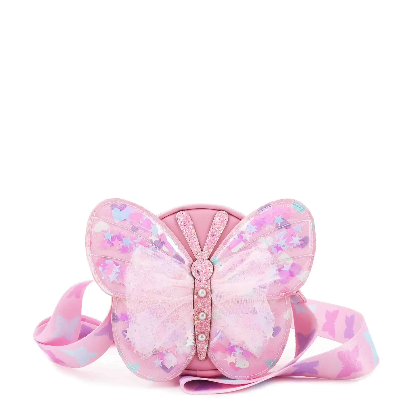 OMG Accessories Butterfly Confetti Hearts Crossbody Bag