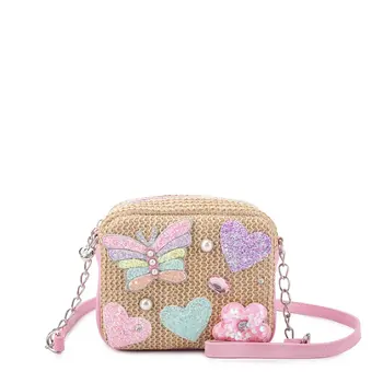 OMG Accessories Straw Appliqué Patched Crossbody Bag