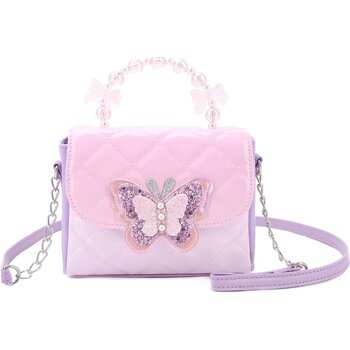 OMG Accessories Quilted Mini Butterfly  Flap Crossbody with Beaded Handle