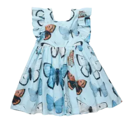 Pink Chicken Pink Chicken Girls Elsie Dress -Blue Vintage Butterflies