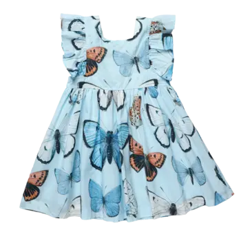 Pink Chicken Pink Chicken Girls Elsie Dress -Blue Vintage Butterflies