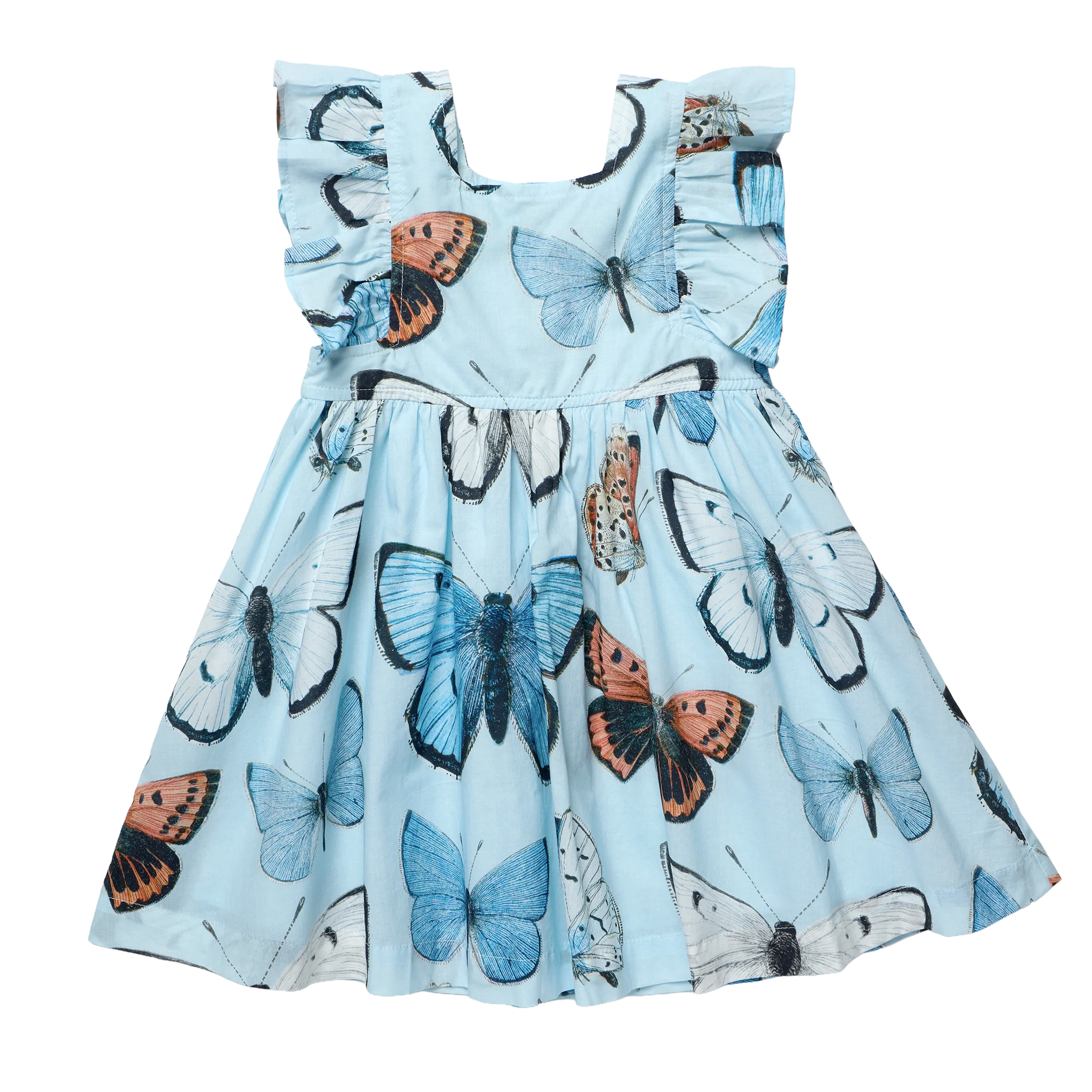 Pink Chicken Pink Chicken Girls Elsie Dress -Blue Vintage Butterflies