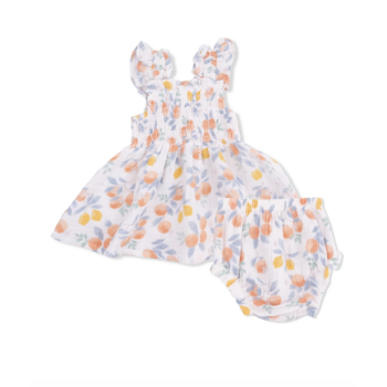 Angel Dear Angel Dear Citrus Floral Baby Doll Tunic & Bloomer Set