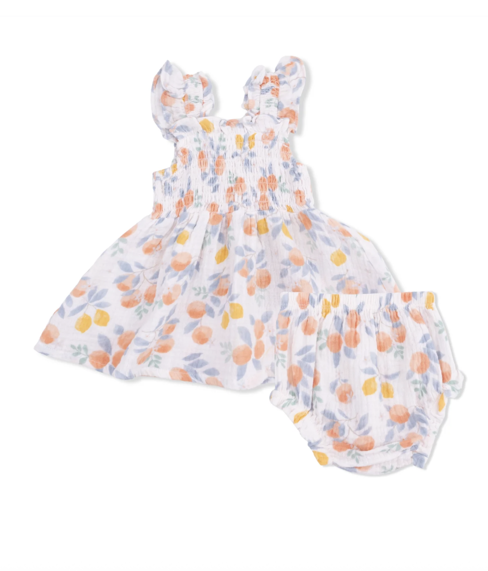 Angel Dear Angel Dear Citrus Floral Baby Doll Tunic & Bloomer Set