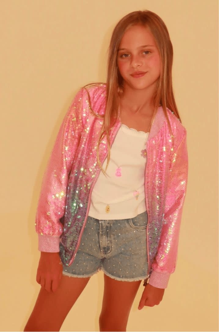 Lola & the Boys Lola & The Boys Bubble Gum Shimmer Sequin Bomber