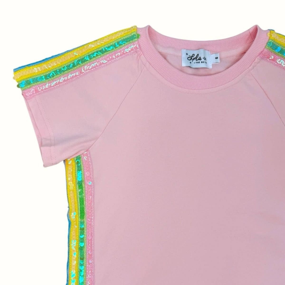 Lola & the Boys Lola & The Boys Pink Rainbow Stripe Short Set