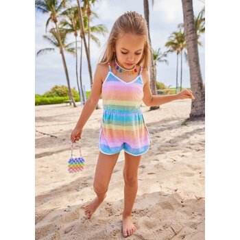 Lola & the Boys Lola & The Boys Pastel Ombre Beaded Hearts Romper