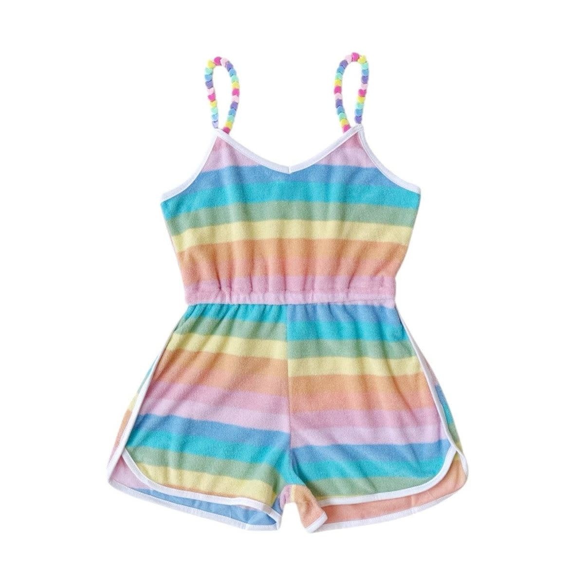 Lola & the Boys Lola & The Boys Pastel Ombre Beaded Hearts Romper