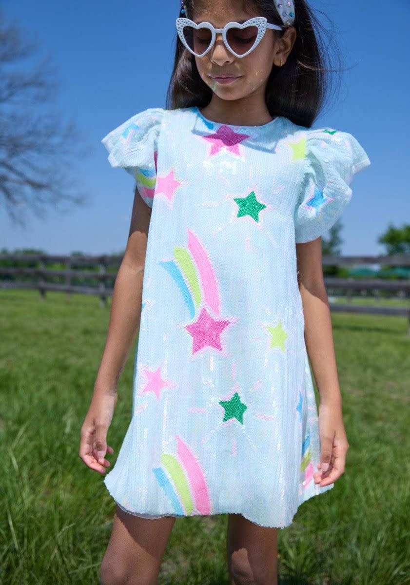 Lola & the Boys Lola & The Boys Rainbow Shooting Star Sequin Dress