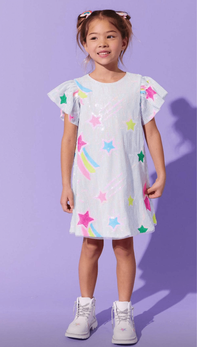 Lola & the Boys Lola & The Boys Rainbow Shooting Star Sequin Dress