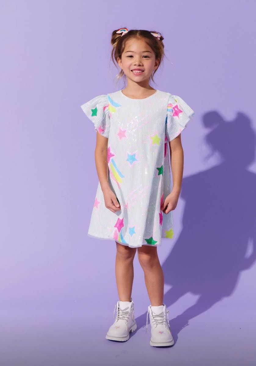 Lola & the Boys Lola & The Boys Rainbow Shooting Star Sequin Dress