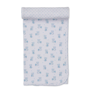 kissy kissy Kissy Kissy Teddy Bear Love Reversible Blanket - Light Blue
