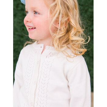 RuffleButts Rufflebutts Lightweight Pointelle Cardigan