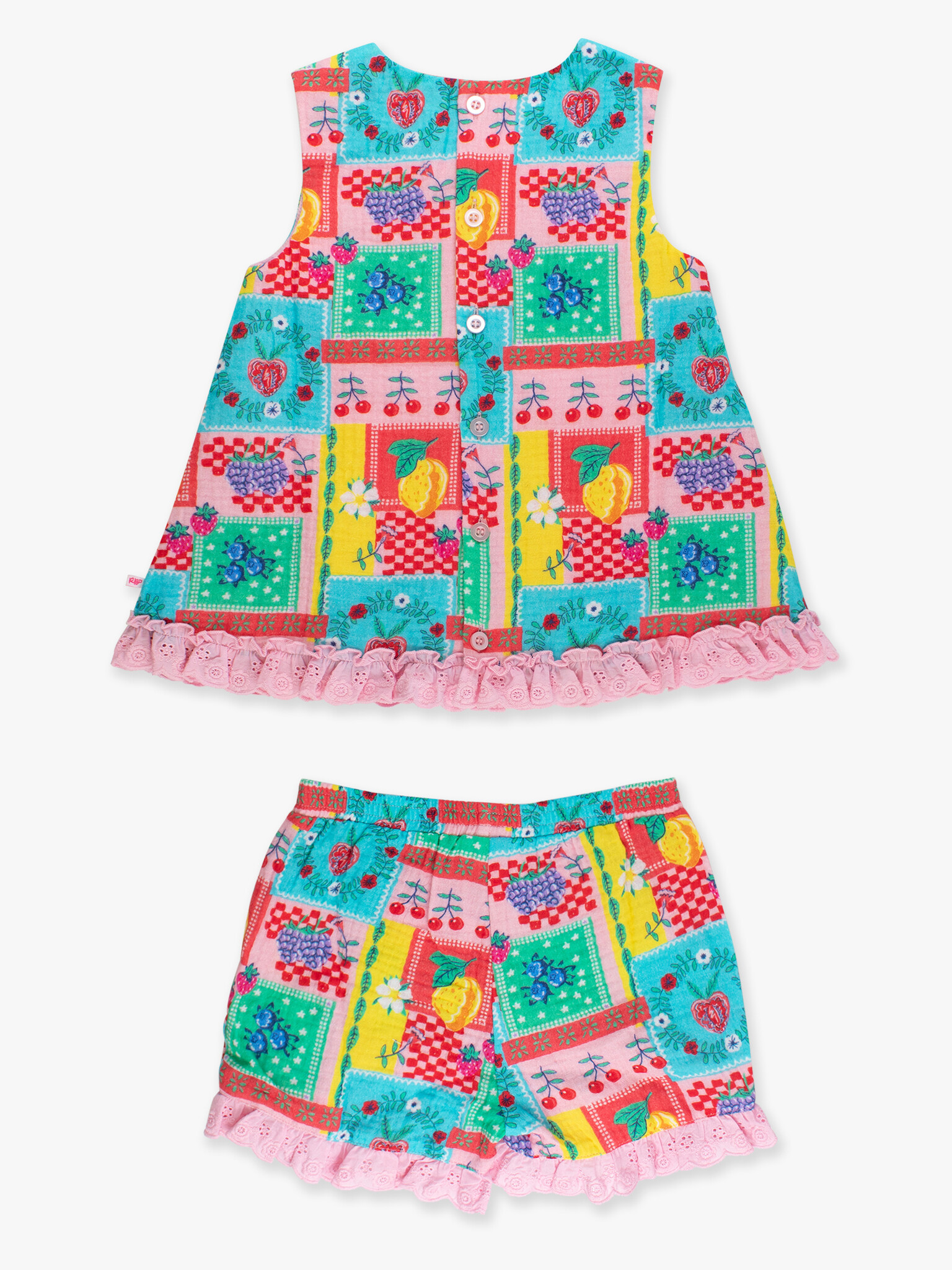RuffleButts Rufflebutts Picnic Party Patchwork Cotton Gauze Swing Top & Short Set