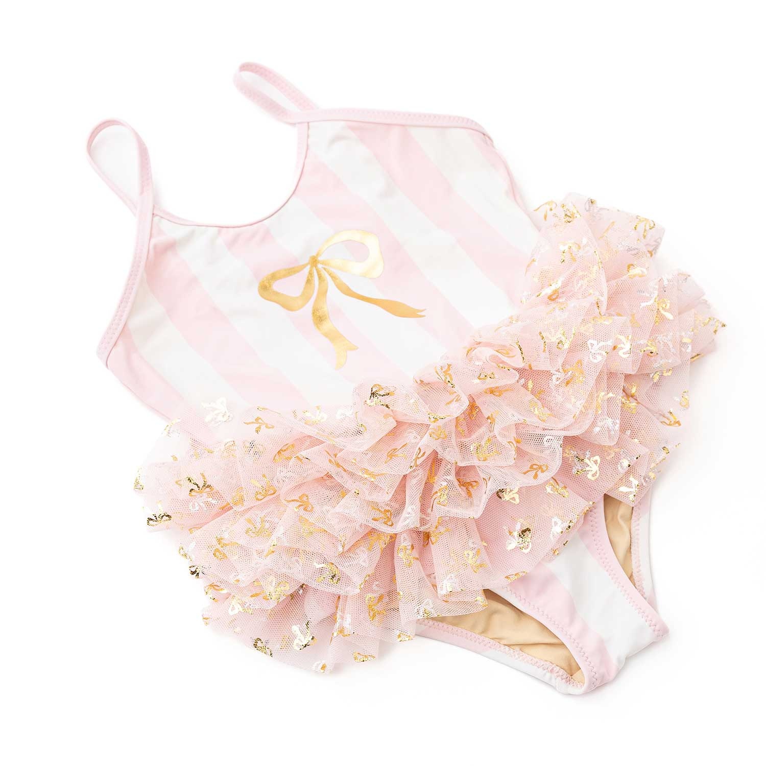 Shade Critters Shade Critters Blush Bow Skirted Stripe Swimsuit