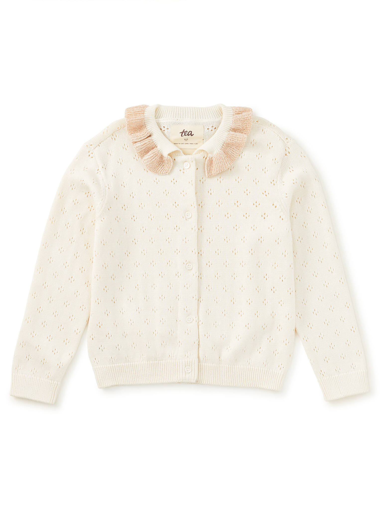 Tea Collection Tea Collared Pointelle Cardigan