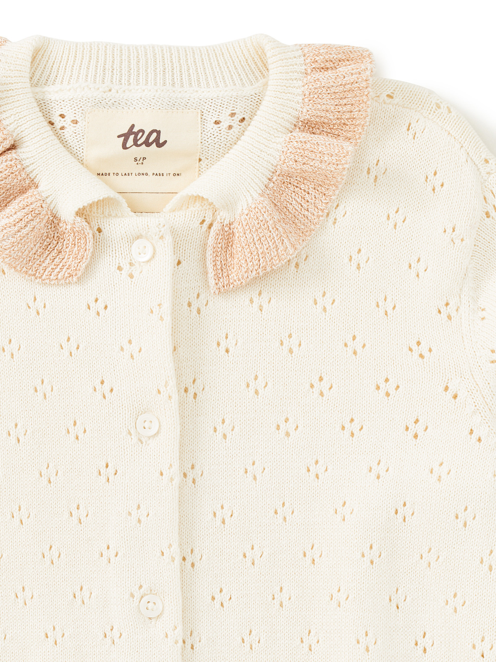 Tea Collection Tea Collared Pointelle Cardigan